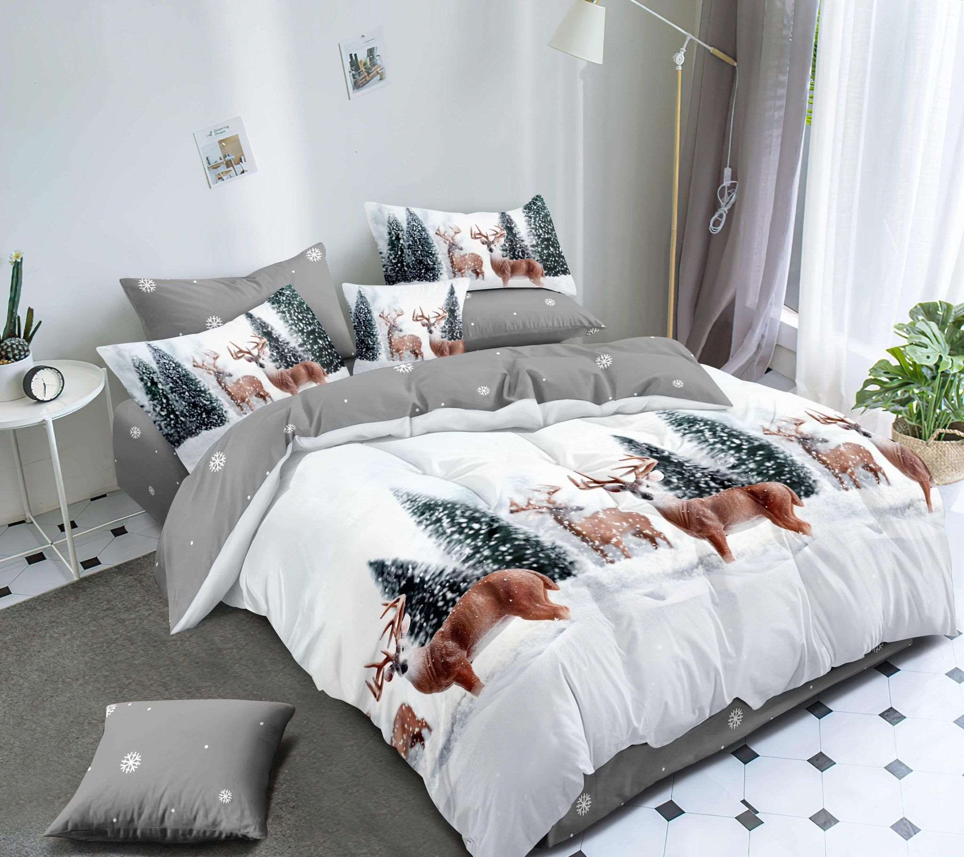 Christmas Duvet Cover Bedding Set Xmas Reversible Quilt Sets Single Double King