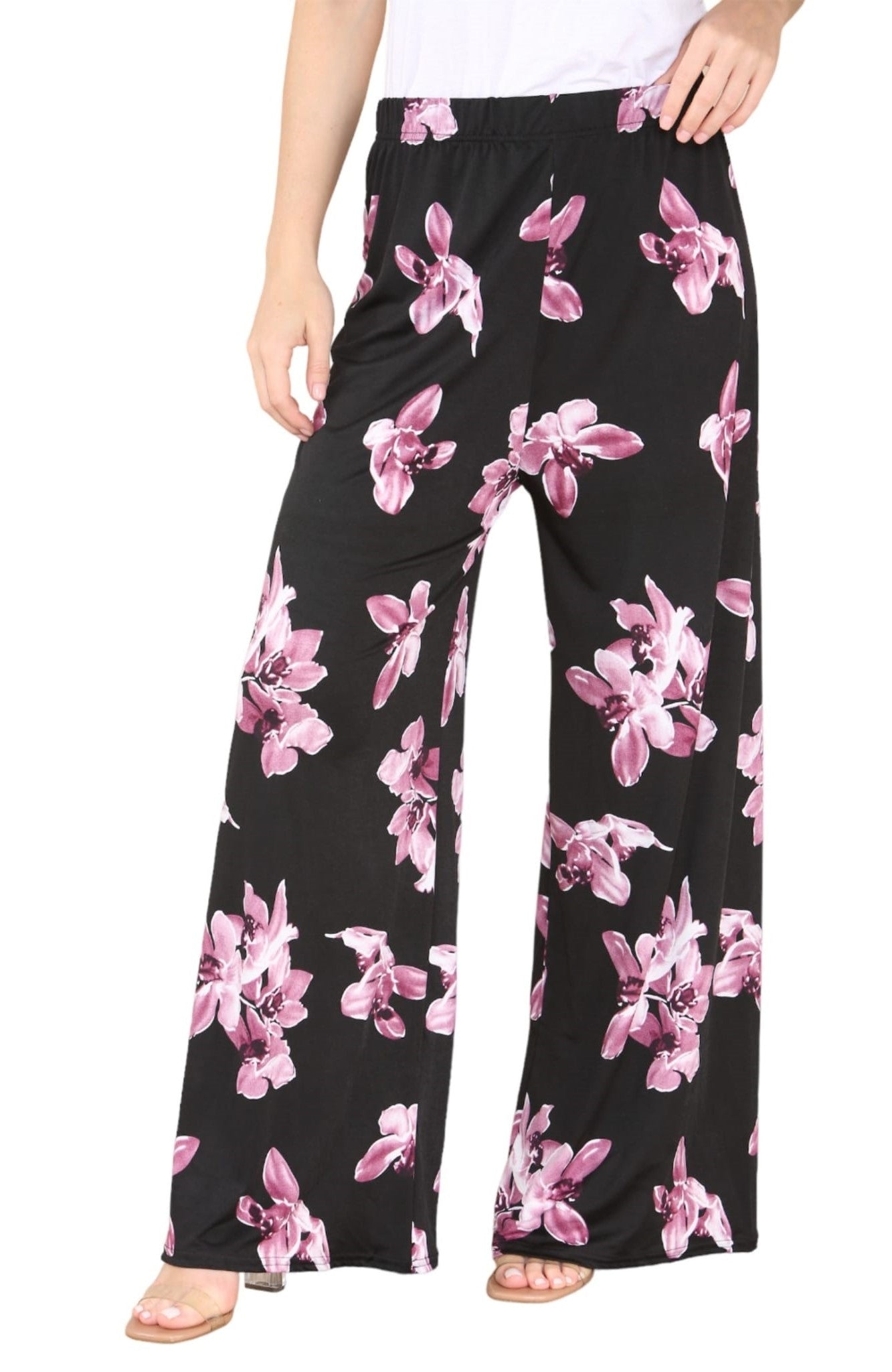 Ladies Women Elasticated Palazzo Flared Trouser Wide Leg Baggy Pants Size 10-24