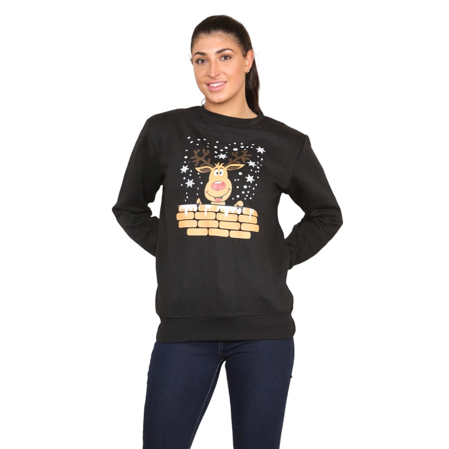 New Christmas Sweatshirt Xmas Gift Reindeer Rudolph Jumper Top