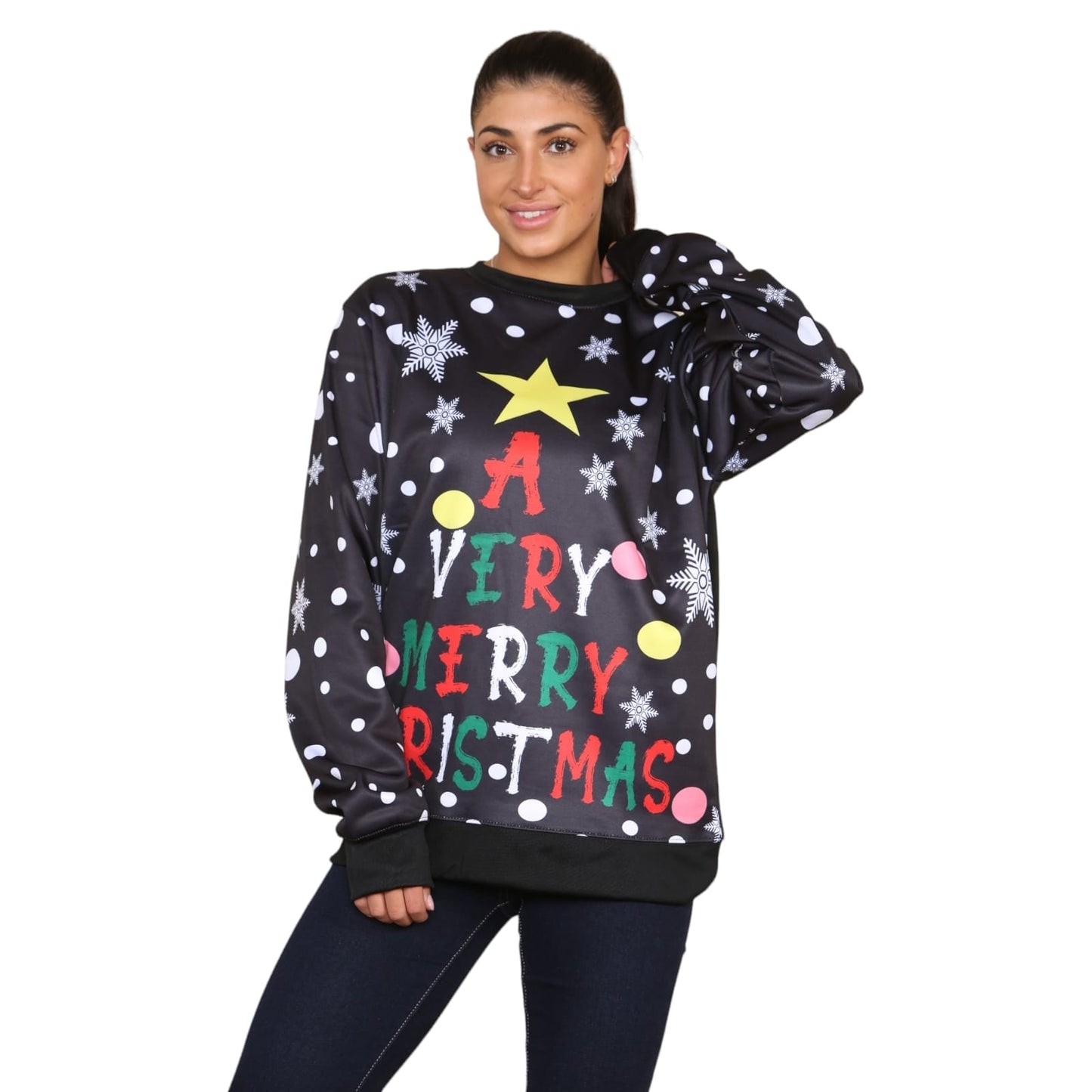 New Christmas Sweatshirt Xmas Gift Reindeer Rudolph Jumper Top