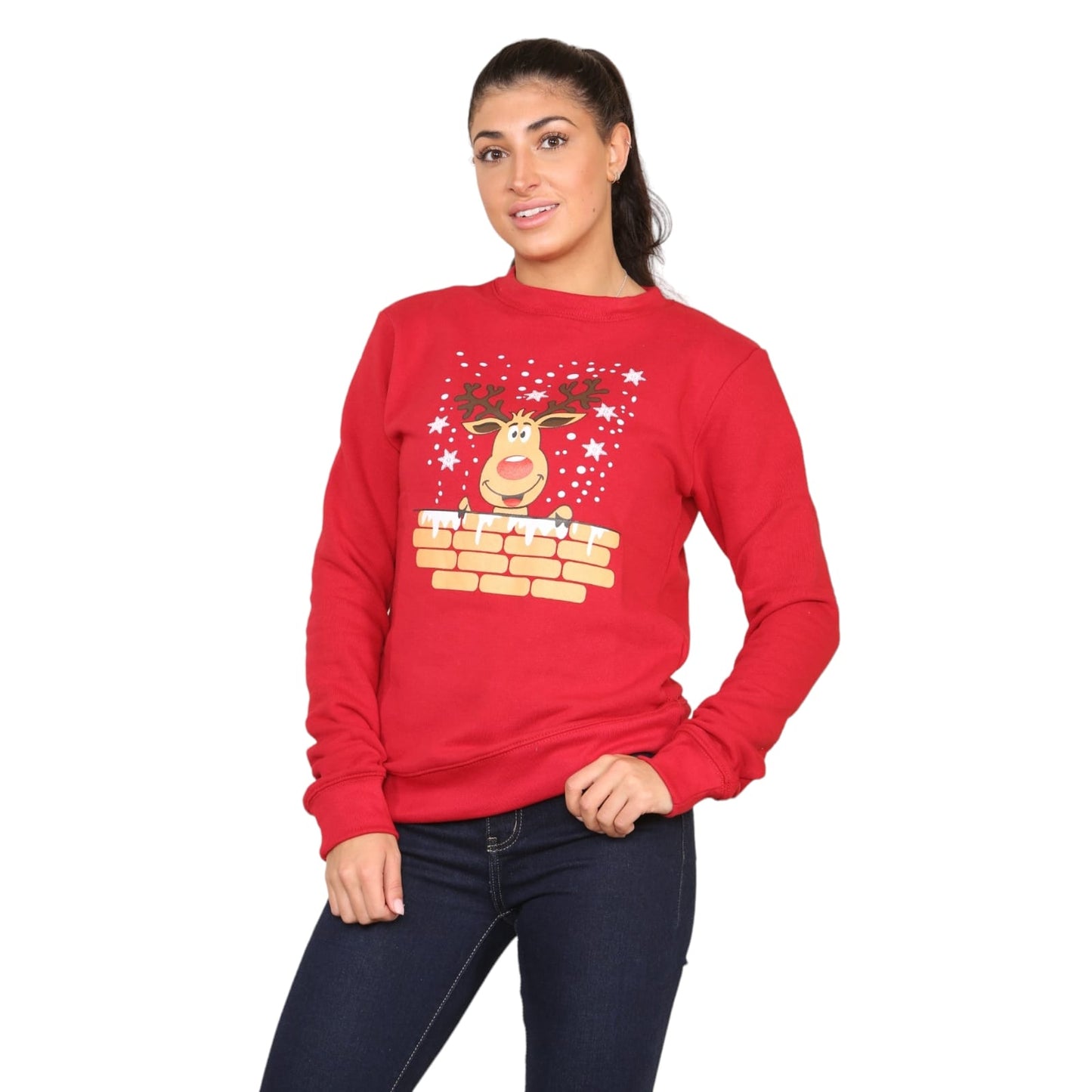 New Christmas Sweatshirt Xmas Gift Reindeer Rudolph Jumper Top