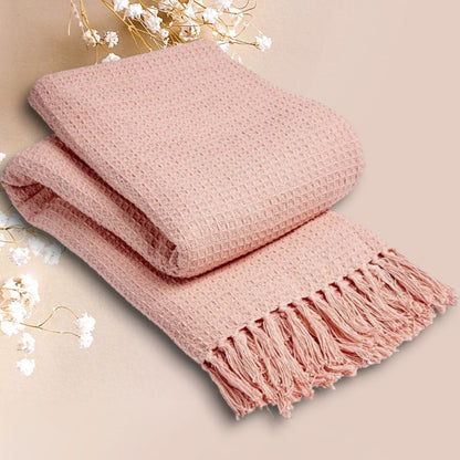 Knitted Throw 100% Cotton Blanket Perfect for Snuggling On Sofa Bed Soft Warm & Irresistibly Chic Blankets Throw