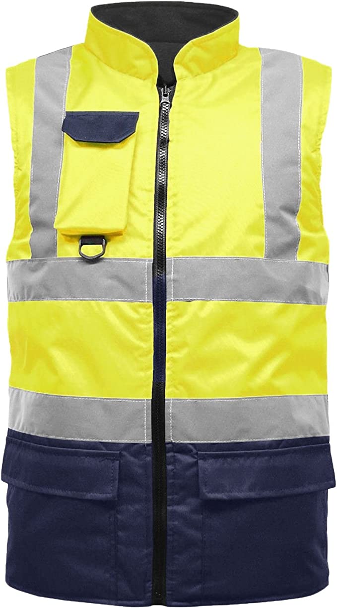 High Visibility Gilet Hi Vis Reflective Waterproof Workwear Bodywarmer Heavy Duty