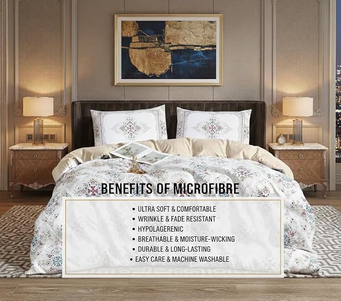 Luxury Microfiber Duvet Cover Set 3 Piece  Ultra Soft Breathable Quilt Cover with Hidden Zipper Closure  Lightweight Hypoallergenic Bedding Set with 2 Pillowcases