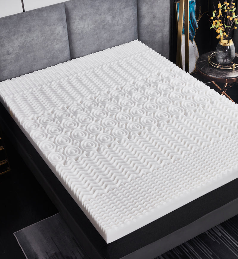 2 & 4 Inch Thick Bamboo Foam Mattress Topper 5 Zone Mattress Enhancer