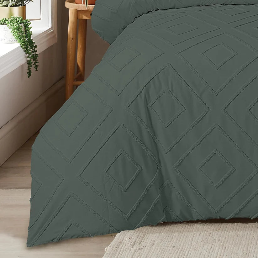 Unique Duvet Quilt Cover Set with Pillowcases, Luxury With Tufted Design Bedding Set
