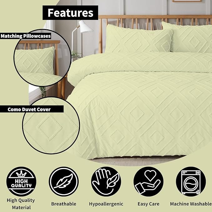 Unique Duvet Quilt Cover Set with Pillowcases, Luxury With Tufted Design Bedding Set