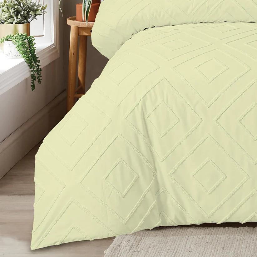 Unique Duvet Quilt Cover Set with Pillowcases, Luxury With Tufted Design Bedding Set