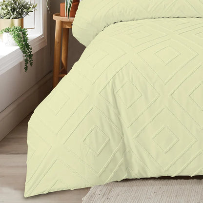 Unique Duvet Quilt Cover Set with Pillowcases, Luxury With Tufted Design Bedding Set