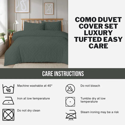 Unique Duvet Quilt Cover Set with Pillowcases, Luxury With Tufted Design Bedding Set