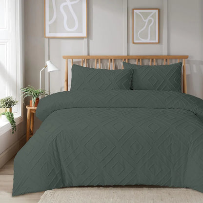 Unique Duvet Quilt Cover Set with Pillowcases, Luxury With Tufted Design Bedding Set