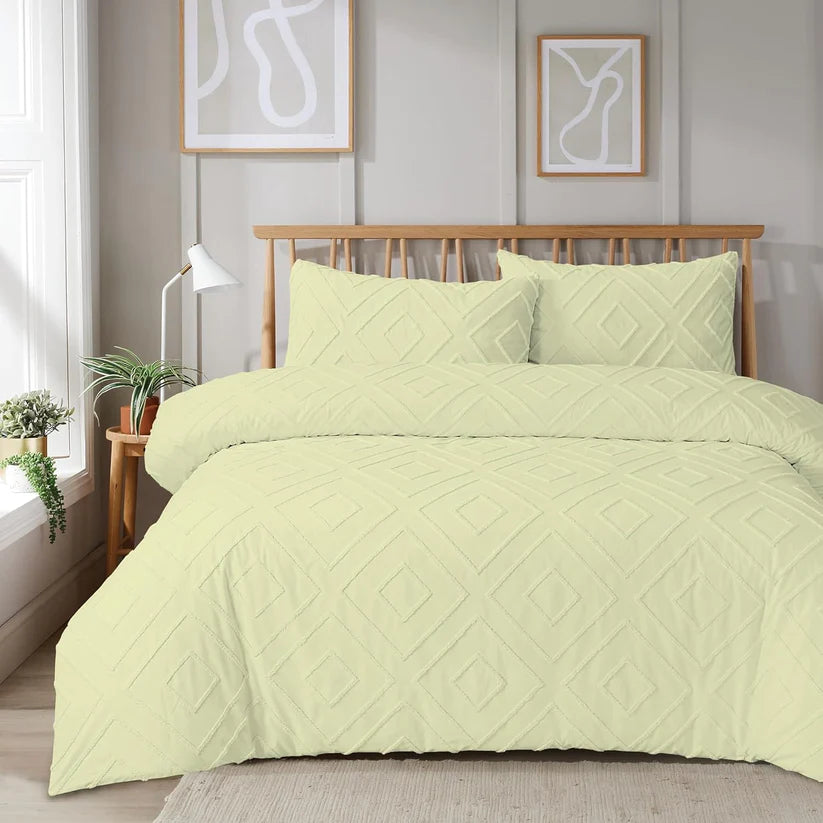 Unique Duvet Quilt Cover Set with Pillowcases, Luxury With Tufted Design Bedding Set
