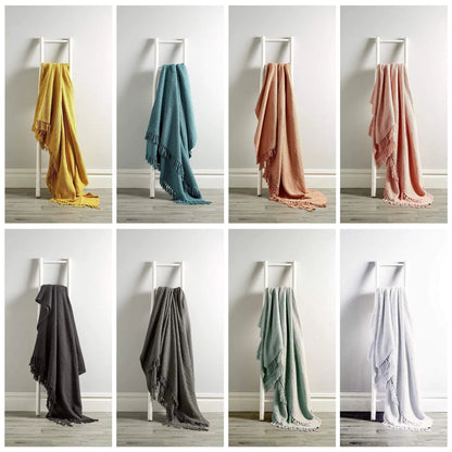 Knitted Throw 100% Cotton Blanket Perfect for Snuggling On Sofa Bed Soft Warm & Irresistibly Chic Blankets Throw