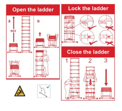 Multi Purpose Use Loft Roof Ladder Folding Telescopic Ladder Extendable Steps Uk