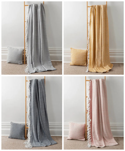 Pure Cotton Throws Luxury Blanket 100% Cotton Throw Blankets for Ultimate Comfort on Sofa or Bed