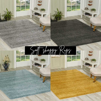 Modern Non Slip Rug Soft Shaggy Bedroom Living Room Carpet Runner Hallway UK