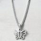 Women Sterling Silver Butterfly Charm Necklace Stainless Steel Pendant Jewelry