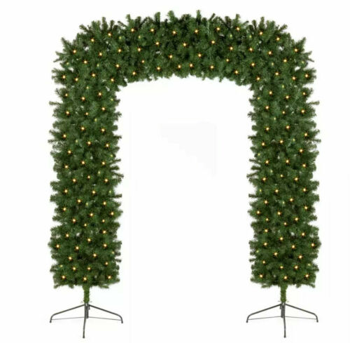 Pre Lit Christmas Tree Arch 2.4m Tall Outdoor Xmas Decoration 300-500 LED Lights