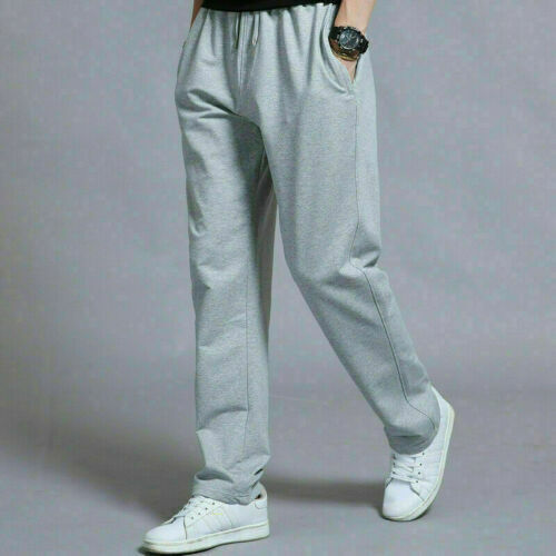 Men's Fleece Open Hem Trouser Bottoms Casual Gym Wear Pants Jogging Joggers