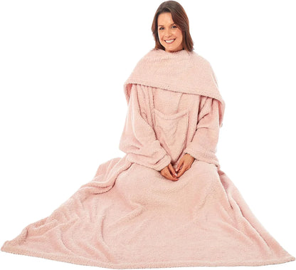 Adults Blankets Throws Snuggle with Sleeves & Pocket Perfect for All Season Warmth Cozy Comfort Ultra Soft Wearable TV Blankets