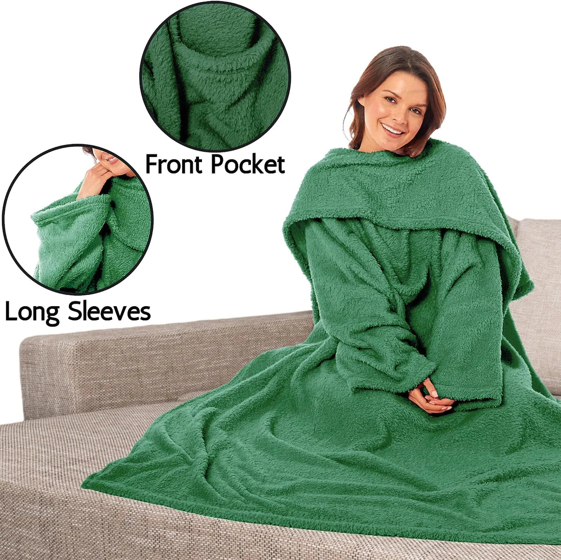 Adults Blankets Throws Snuggle with Sleeves & Pocket Perfect for All Season Warmth Cozy Comfort Ultra Soft Wearable TV Blankets