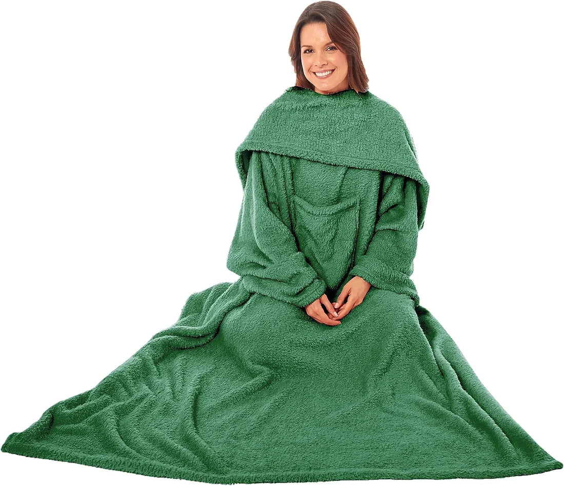 Adults Blankets Throws Snuggle with Sleeves & Pocket Perfect for All Season Warmth Cozy Comfort Ultra Soft Wearable TV Blankets