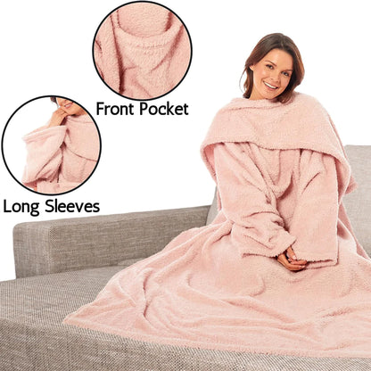Adults Blankets Throws Snuggle with Sleeves & Pocket Perfect for All Season Warmth Cozy Comfort Ultra Soft Wearable TV Blankets