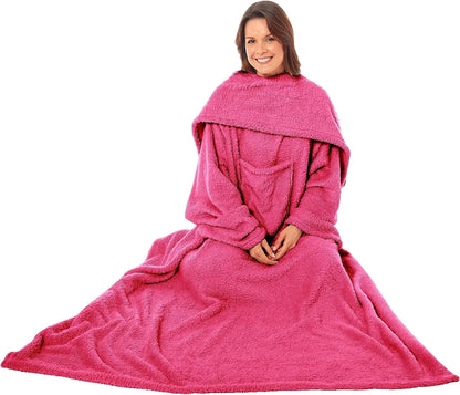 Adults Blankets Throws Snuggle with Sleeves & Pocket Perfect for All Season Warmth Cozy Comfort Ultra Soft Wearable TV Blankets