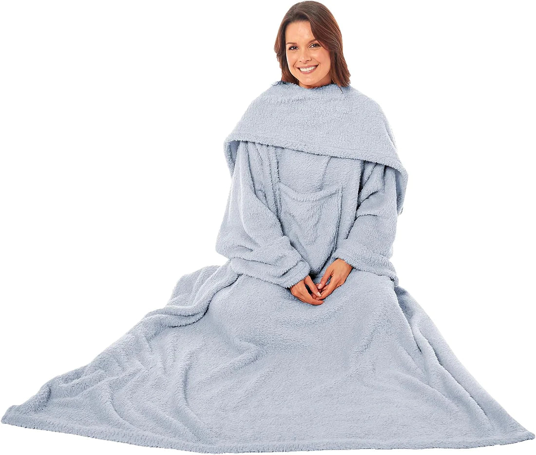 Adults Blankets Throws Snuggle with Sleeves & Pocket Perfect for All Season Warmth Cozy Comfort Ultra Soft Wearable TV Blankets